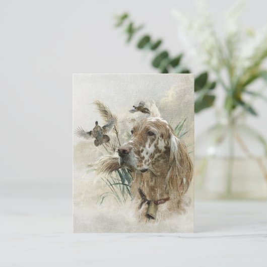 Mooie Setter met fazanten , Kunst Briefkaart (Staand voorkant)