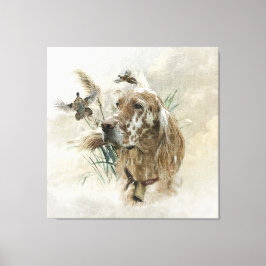 Mooie Setter met fazanten , Kunst Canvas Afdruk