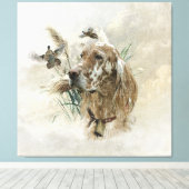 Mooie Setter met fazanten , Kunst Canvas Afdruk (Insitu (Houten vloer))