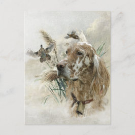 Mooie Setter met fazanten , Kunst Feestdagenkaart