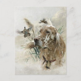 Mooie Setter met Fazanten, Kunst Feestdagenkaart