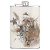Mooie Setter met fazanten , Kunst Heupfles (Voorkant)