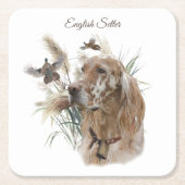 Mooie Setter met fazanten , Kunst Kartonnen Onderzetters (Voorkant)