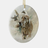 Mooie Setter met fazanten , Kunst Keramisch Ornament (Rechts)