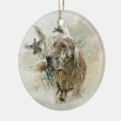 Mooie Setter met fazanten , Kunst Keramisch Ornament (Links)