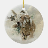Mooie Setter met fazanten , Kunst Keramisch Ornament (Achterkant)
