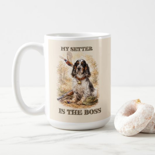 Mooie Setter met Fazanten, Kunst Koffiemok (Met donut)