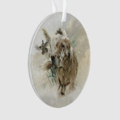 Mooie Setter met fazanten , Kunst Ornament (voorkant)
