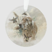 Mooie Setter met fazanten , Kunst Ornament (voorkant)