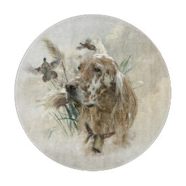 Mooie Setter met fazanten , Kunst Snijplank