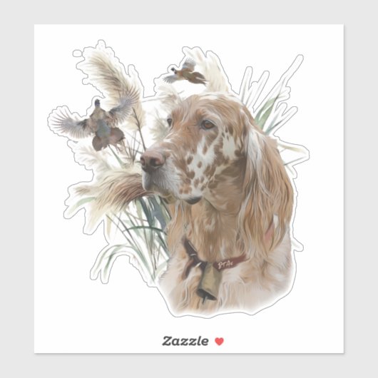 Mooie Setter met fazanten , Kunst Sticker (Vel)