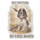 Mooie Setter met Fazanten, Kunst Sticker (Voorkant)