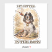 Mooie Setter met Fazanten, Kunst Sticker (Vel)