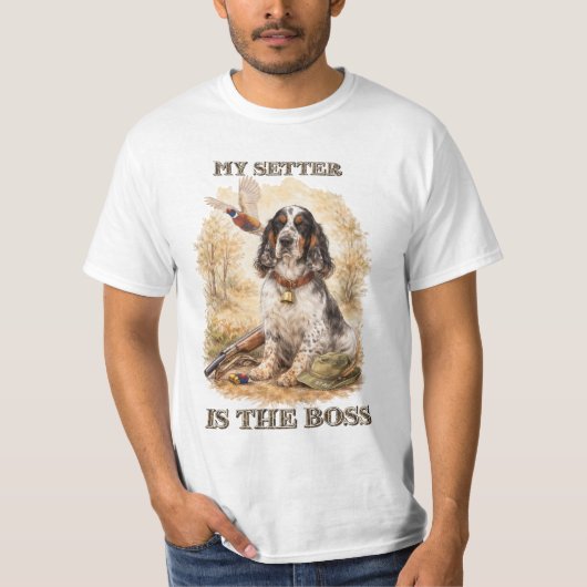 Mooie Setter met Fazanten, Kunst T-shirt (Voorkant)