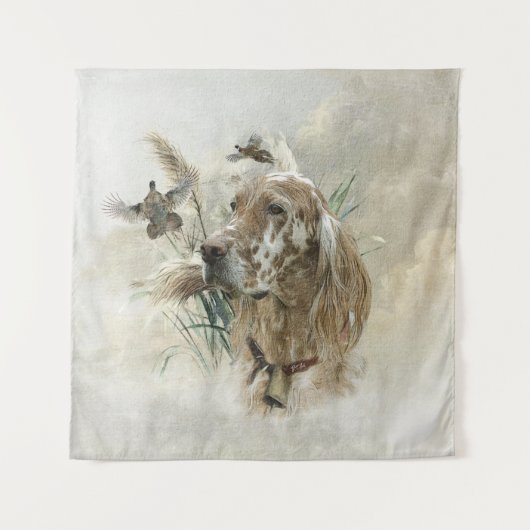Mooie Setter met fazanten , Kunst Wandkleed (Voorkant)
