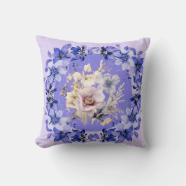Mooie Shabby Chic Blauwe & Roze Bloementuin Kussen
