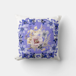 Mooie Shabby Chic Blauwe & Roze Bloementuin Kussen