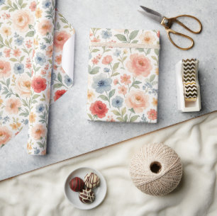 Mooie Shabby Chic Franse Bloem Kunst Patroon Cadeaupapier
