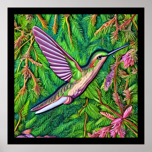 Mooie Shabby Chic Little Hummingbird. Poster (Voorkant)