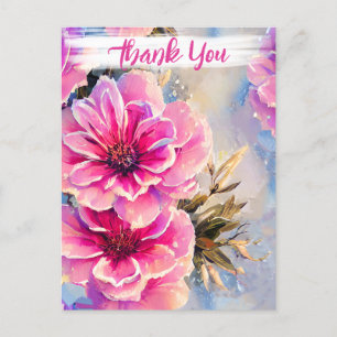 Mooie Shabby Chic Roze Bloemen Bloemstuk Bedankt Briefkaart