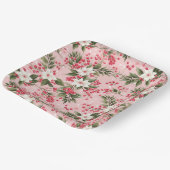 Mooie Shabby Chic Roze Kerst Bloemige Bes Papieren Bordje (Gebogen)