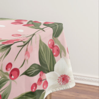 Mooie Shabby Chic Roze Kerst Bloemrijke Bes Tafelkleed