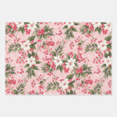 Mooie Shabby Chic Roze Kerstmis Bloemenbes Inpakpapier Vel (Voorkant 3)