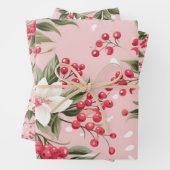 Mooie Shabby Chic Roze Kerstmis Bloemenbes Inpakpapier Vel (In situ)