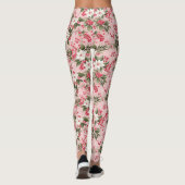 Mooie Shabby Chic Roze Kerstmis Bloemenbes Leggings (Achterkant)
