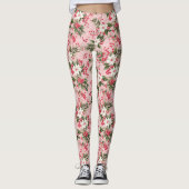 Mooie Shabby Chic Roze Kerstmis Bloemenbes Leggings (Voorkant)
