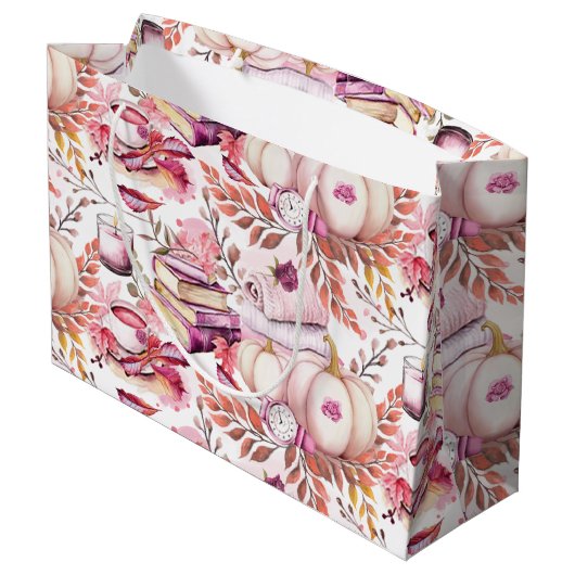 Mooie Shabby Chick Herfst Patroon Groot Cadeauzakje (Achterkant Gekanteld)