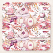 Mooie Shabby Chick Herfst Patroon Kartonnen Onderzetters (Voorkant)