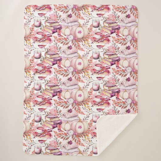 Mooie Shabby Chick Herfst Patroon Sherpa Deken (Voorkant)