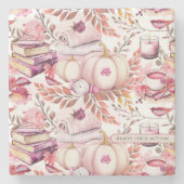 Mooie Shabby Chick Herfst Patroon Stenen Onderzetter (Voorkant)