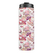 Mooie Shabby Chick Herfst Patroon Thermosbeker (Voorkant)