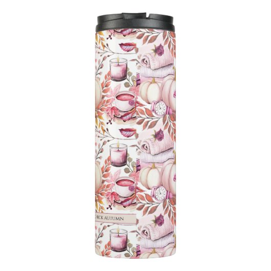 Mooie Shabby Chick Herfst Patroon Thermosbeker (Achterkant)