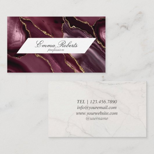 Mooie Shades Burgundy en Gold Smokey Marble Visitekaartje (Voorkant / Achterkant)