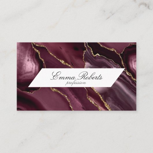 Mooie Shades Burgundy en Gold Smokey Marble Visitekaartje (Voorkant)