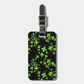 Mooie Shamrock-patroon, groen op zwart accessoire Bagagelabel (Voorkant verticaal)