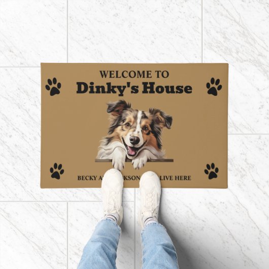 Mooie Shetland Sheepdog Hond Foto Deurmat (Binnen)