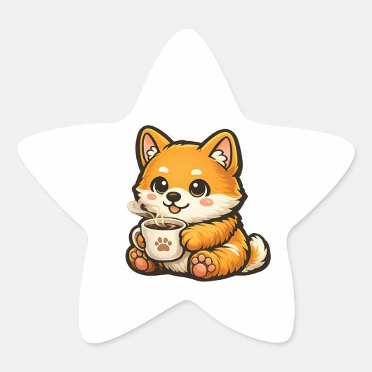 Mooie Shiba Inu Coffee Star Sticker (Voorkant)