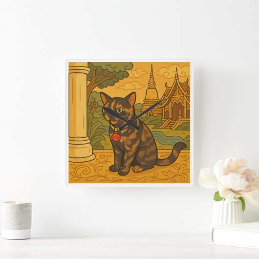 Mooie Siam Cat Square Clock Vierkante Klok (Huis)