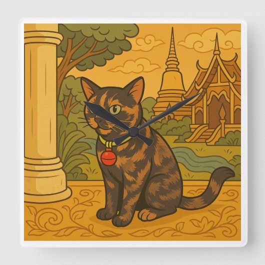 Mooie Siam Cat Square Clock Vierkante Klok (Voorkant)