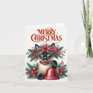 Mooie Siamese Cat Christmas Wenskaart Kaart
