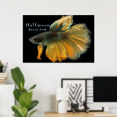 Mooie Siamese gevechtsvis Betta Halfmoon Poster (Thuiskantoor)