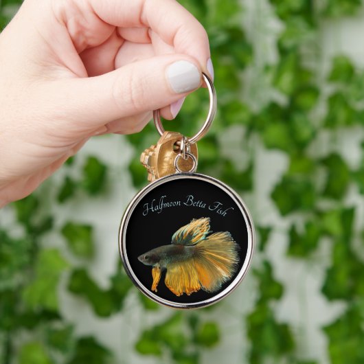 Mooie Siamese gevechtsvis Betta Halfmoon Sleutelhanger (Hand)