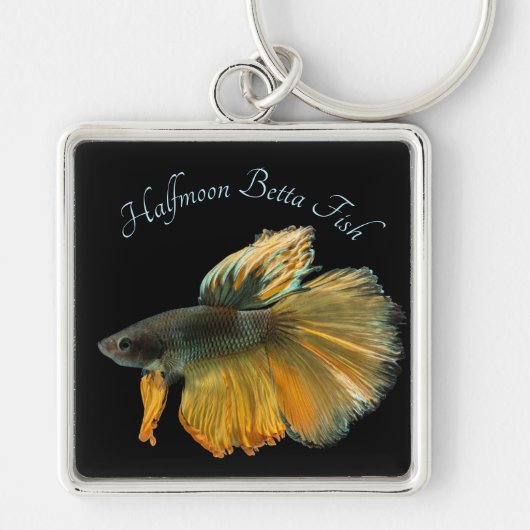 Mooie Siamese gevechtsvis Betta Halfmoon Sleutelhanger (Voorkant)