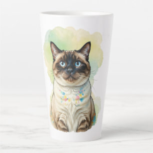 Mooie Siamese Kat Blauwe Ogen Aquarel Huisdier Kun Latte Mok
