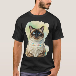 Mooie Siamese Kat Blauwe Ogen Aquarel Huisdier Kun T-shirt