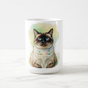 Mooie Siamese Kat Blauwe Ogen Waterverf Huisdier K Koffiemok